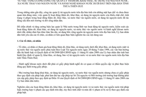 Chỉ thị 05/2009/CT-UBND  thăm dò, khai thác, sử dụng tài nguyên nước, xả nước