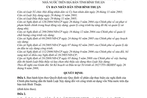 Quyết định 04/2009/QĐ-UBND  phân cấp thực hiện NĐ hướng dẫn thi hành luật xây dựng công trình sử dụng vốn nhà nước tỉnh Bình Thuận