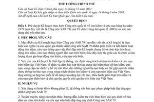 Quyết định  06/2009/QĐ-TTg phê duyệt kế hoạch thực hiện công ước quốc tế về tìm kiếm và cứu nạn hàng hải năm 1979