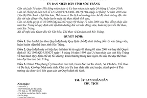 Quyết định 06/2009/QĐ-UBND quy định chế độ dinh dưỡng đối với vận động viên, huấn luyện viên thể thao tỉnh Sóc Trăng