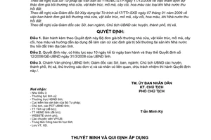Quyết định 01/2009/QĐ-UBND bộ đơn giá bồi thường nhà cửa, vật kiến trúc, mồ mả, cây cối, hoa màu, khi nhà nước thu hồi đất trên địa bàn tỉnh