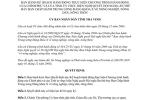 Quyết định 62/QĐ-UBND 2009 Chương trình hành động nông nghiệp nông dân nông thôn Trà Vinh