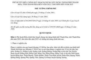 Quyết định 84/QĐ-TTg phê duyệt Quy hoạch chung xây dựng thành phố Thanh Hóa