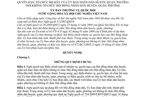 Nghị quyết 725/2009/UBTVQH12 nhiệm vụ, quyền hạn HĐND, UBND tỉnh, thành phố trực thuộc Trung ương. Nhiệm vụ, quyền hạn nơi không tổ chức HĐND