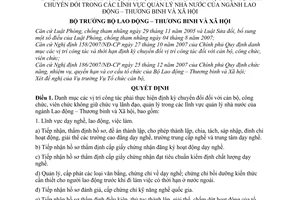 Quyết định 98/QĐ-LĐTBXH  danh mục các vị trí công tác phải thực hiện định kỳ chuyển đổi trong các lĩnh vực quản lý nhà nước của ngành LĐTBXH