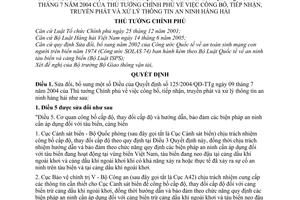 Quyết định 11/2009/QĐ-TTg  công bố, tiếp nhận, truyền phát và xử lý thông tin an ninh hàng hải