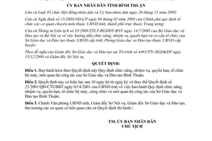 Quyết định 05/2009/QĐ-UBND chức năng nhiệm vụ quyền hạn cơ cấu Sở Giáo dục Đào tạo Bình Thuận