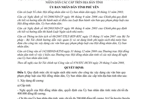 Quyết định 124/2009/QĐ-UBND mức chi từ NSNN xây dựng văn bản HĐND UBND Phú Yên