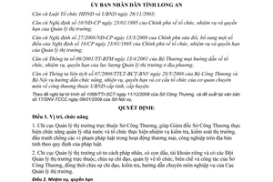 Quyết định 05/2009/QĐ-UBND nhiệm vụ quyền hạn Chi cục Quản lý thị trường Long An