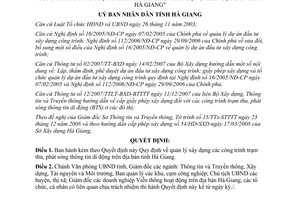 Quyết định 131/2009/QĐ-UBND Quản lý xây dựng công trình thu phát sóng Hà Giang