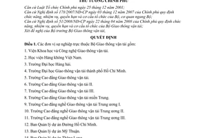 Quyết định 99/QĐ-TTg  đơn vị sự nghiệp trực thuộc Bộ Giao thông vận tải