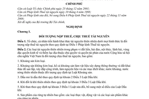 Nghị định 05/2009/NĐ-CP hướng dẫn Pháp lệnh Thuế tài nguyên Pháp lệnh sửa đổi, bổ sung điều 6