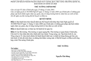 Quyết định  12/2009/QĐ-TTg Kế hoạch triển khai thực hiện NQ 30/2008/NQ-CP