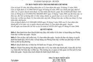 Quyết định  05/2009/QĐ-UBND  Quy chế tổ chức và hoạt động của Phòng Giáo dục và Đào tạo quận - huyện