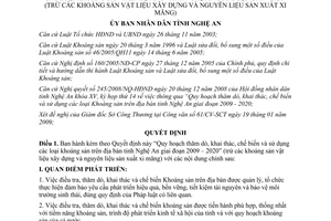 Quyết định 16/2009/QĐ-UBND Quy hoạch thăm dò khai thác khoáng sản Nghệ An