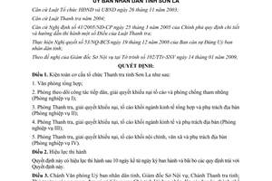 Quyết định 05/2009/QĐ-UBND kiện toàn cơ cấu tổ chức Thanh tra tỉnh Sơn La