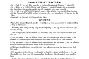 Quyết định 07/2009/QĐ-UBND quy định chế độ chính sách đối với cán bộ, công chức luân chuyển trên địa bàn tỉnh Sóc Trăng
