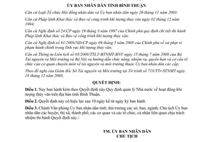 Quyết định 07/2009/QĐ-UBND quản lý hoạt động khí tượng thủy văn Bình Thuận