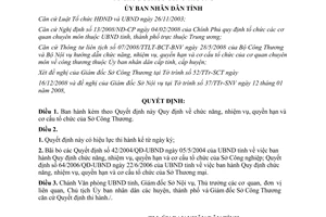 Quyết định 98/QĐ-UBND 2009 chức năng nhiệm vụ quyền hạn Sở Công Thương Bình Định