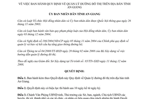 Quyết định 05/2009/QĐ-UBND Quản lý đường đô thị An Giang