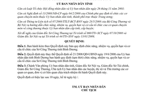 Quyết định 03/2009/QĐ-UBND chức năng nhiệm vụ Sở Công Thương Bình Dương