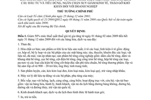 Quyết định 16/2009/QĐ-TTg giải pháp thuế nhằm thực hiện chủ trương kích cầu đầu tư và tiêu dùng,ngăn chặn suy giảm kinh tế, tháo gỡ khó khăn DN