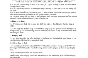 Thông tư 10/2009/TT-BTC hướng dẫn đăng ký khấu trừ khai quyết toán thuế thu nhập cá nhân đại lý bảo hiểm