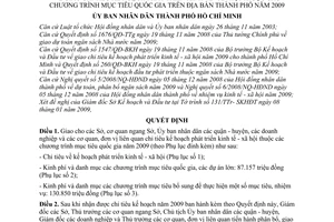 Quyết định 08/2009/QĐ-UBND giao chỉ tiêu kế hoạch phát triển kinh tế - xã hội thuộc các chương trình mục tiêu quốc gia trên địa bàn thành phố 2009