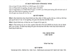 Quyết định 11/2009/QĐ-UBND quy định thẩm quyền, trình tự, thủ tục, thời hạn giải quyết tín ngưỡng, tôn giáo trên địa bàn tỉnh Bắc Ninh