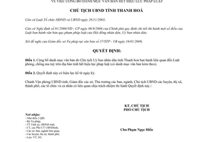 Quyết định 274/QĐ-UBND 2009 công bố danh mục văn bản hết hiệu lực Thanh Hóa