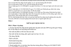 Thông tư 12/2009/TT-BTC hướng dẫn gia hạn nộp thuế thu nhập doanh nghiệp năm 2009 doanh nghiệp kinh doanh