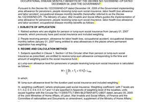Circular No. 03/2009/TT-BLDTBXH guiding the implementation of weighting for pens