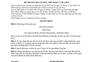 Quyết định 297/QĐ-BVHTTDL xếp hạng di tích quốc gia