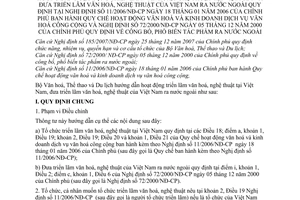 Thông tư 01/2009/TT-BVHTTDL hoạt động triển lãm văn hoá nghệ thuật Việt Nam ra nước ngoài hướng dẫn Nghị định 11/2006/NĐ-CP 72/2000/NĐ-CP