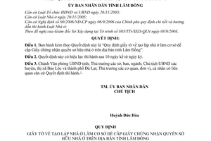 Quyết định 01/2009/QĐ-UBND quy định giấy tờ tạo lập nhà ở làm cơ sở cấp giấy chứng nhận quyền sở hữu