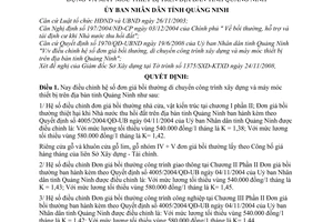 Quyết định 281/QĐ-UBND hệ số đơn giá bồi thường di chuyển công trình xây dựng