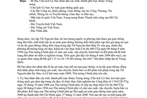 Công điện 11/CĐ-TTg bảo đảm nhân dân đi lại an toàn hạn chế tai nạn ùn tắc giao thông khắc phục tình trạng sản xuất vận chuyển buôn bán đốt pháo