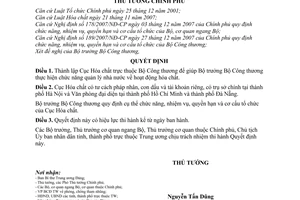 Quyết định 01/QĐ-TTg  thành lập Cục Hóa chất trực thuộc Bộ Công thương