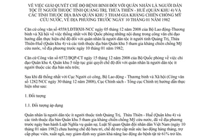 Hướng dẫn 01/HD-CS giải quyết chế độ bệnh binh đối với quân nhân người dân tộc