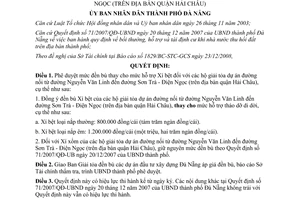 Quyết định 01/2009/QĐ-UBND hỗ trợ Xí bệt đối với các hộ giải tỏa dự án Đà Nẵng