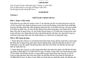 Nghị định 01/2009/NĐ-CP tiêu chuẩn vật chất hậu cần đối với người đang làm công tác cơ yếu