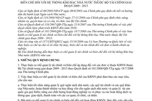 Thông tư 01/2009/TT-BTC cơ chế quản lý tài chính biên chế hệ thống Kho bạc nhà nước  Bộ Tài chính giai đoạn 2009-2013