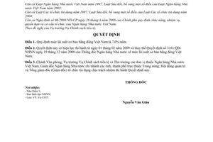 Quyết định  172/QĐ-NHNN  mức lãi suất cơ bản bằng đồng Việt Nam