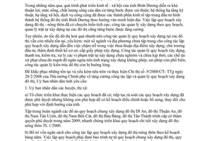 Chỉ thị 04/2009/CT-UBND tăng cường công tác lập, quản lý quy hoạch xây dựng quản lý kiến trúc đô thị địa bàn Bình Dương