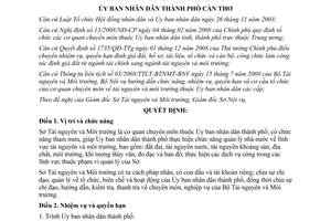 Quyết định 08/2009/QĐ-UBND chức năng nhiệm vụ quyền hạn cơ cấu Sở Tài nguyên