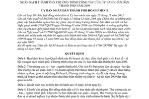 Quyết định  11/2009/QĐ-UBND kế hoạch chỉ đạo, điều hành phát triển kinh tế - xã hội và ngân sách thành phố, chương trình công tác của UBND 2009