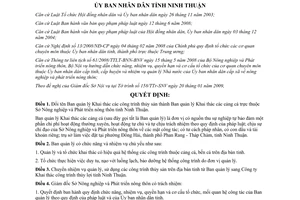 Quyết định 44/2009/QĐ-UBND Ban quản lý Khai thác cảng cá Ninh Thuận