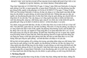 Chỉ thị 02/CT-BQP tổng kết 5 năm công tác QP Bộ ngang Bộ thuộc CP địa phương gắn sơ kết xây dựng cơ sở vững mạnh toàn diện đáp ứng nhiệm vụ QPAN