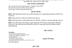 Quyết định 142/QĐ-TTg  Quy chế làm việc và phối hợp giữa các cơ quan tham gia hợp tác ASEAN của Việt Nam