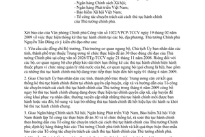 Công văn 1223/VPCP-TCCV thông báo ý kiến chỉ đạo của Thủ tướng về việc tổ chức thực hiện Đề án 30